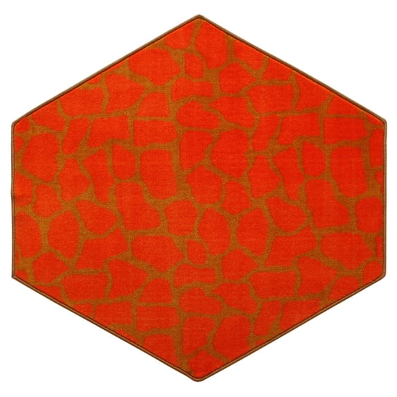Furnish My Place Animal Print Rug - 11 ft. Hexagon, Giraffe Dark Orange, Nylon Rug for Patio, Garden, Hallway, Living Room