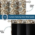 thumbnail image 3 of Vargottam Room Darkening Curtains - Vintage Leaf Bloom Pattern, Set of 2 Panels, 52" x 90" - Grommet-Top Blackout Window/Door Drapes for Bedroom, Nursery & Living Room - Brown, 3 of 9