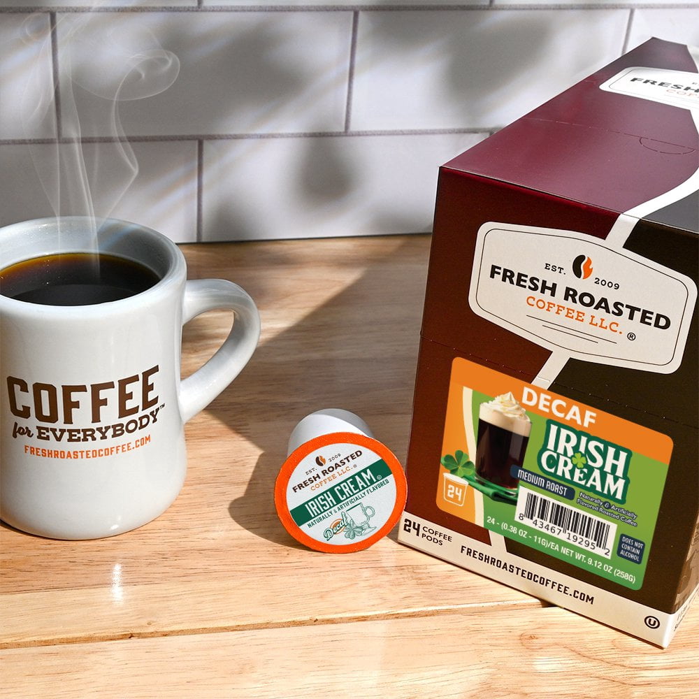 Fresh Roasted Coffee's Flavored Coffee Collection, Decaf Irish Cream, 72 K-compatible Pods
