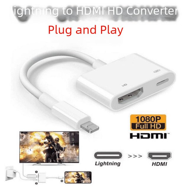 Aplicable al cable Lightning a HDMI de Apple con la misma pantalla Cable adaptador convertidor HD de la misma pantalla del teléfono móvil de Apple