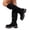 Black, variant on KEVCHE Women's Slip on Knee High Boots, Plus Size V Cut British Suede Round Toe Casual Design with Breathable Lining, Comfortable Boots for Daily Wear