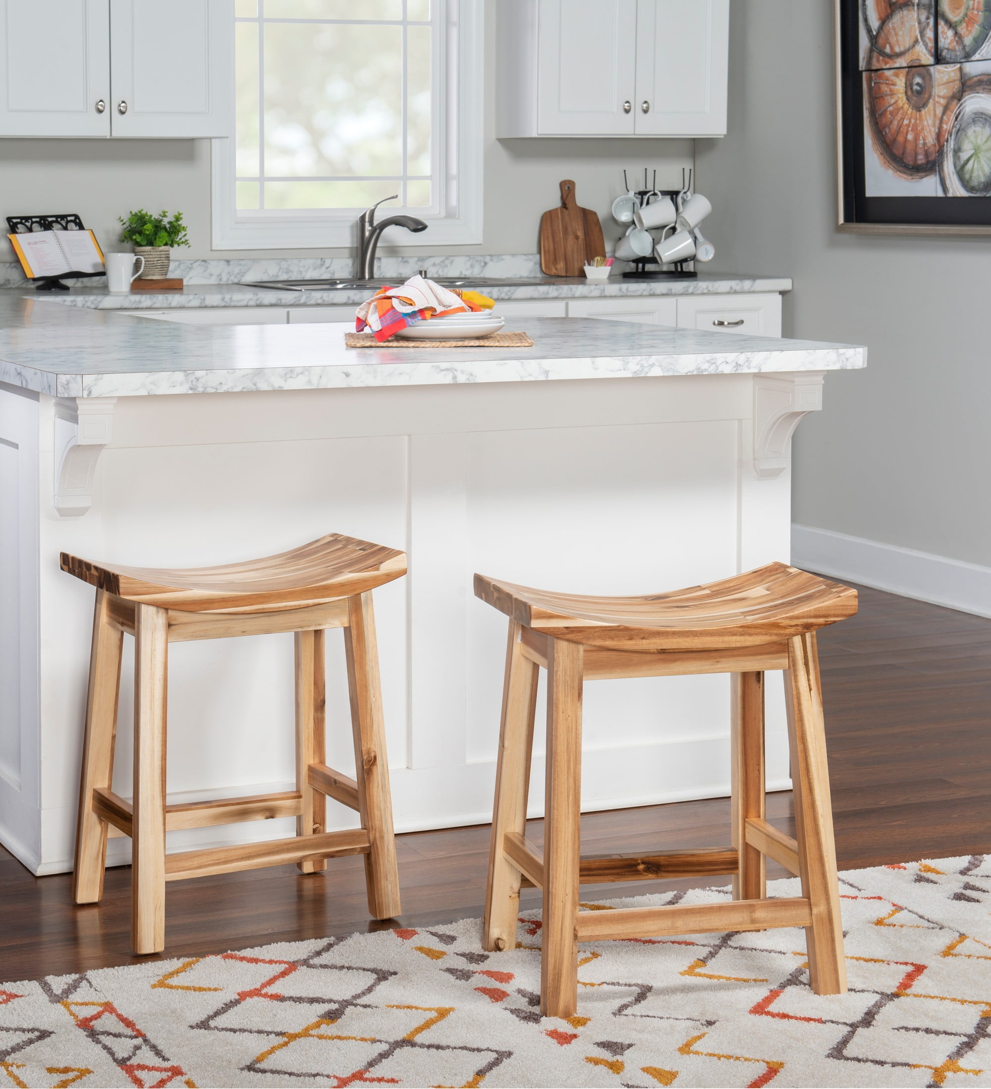 Buy Amisco's Miller Farmhouse Backless Saddle Stool • Free shipping!