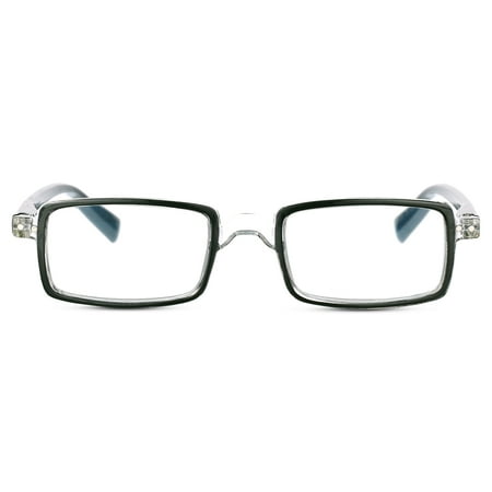 Elton John Pop Specs Reading Glasses - Black/Crystal Bullet 1.50, Rectangle Frame