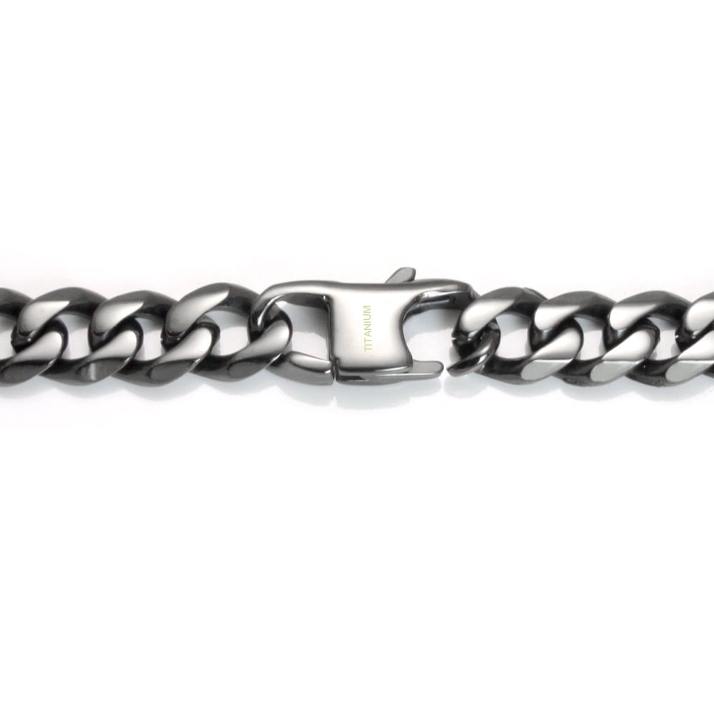 Gunmetal Grey Titanium 7MM Curb Link Necklace Chain 22"