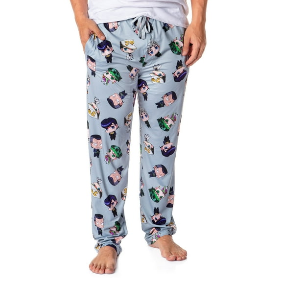 Jojo's Bizarre Adventure Men's Diamond Is Unbreakable Chibi Character Adult Lounge Pajama Pants