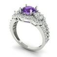 thumbnail image 2 of 2.16 ct Round Cut Natural Amethyst 3 Stone 18K White Gold Womens Engagement Ring, 2 of 5