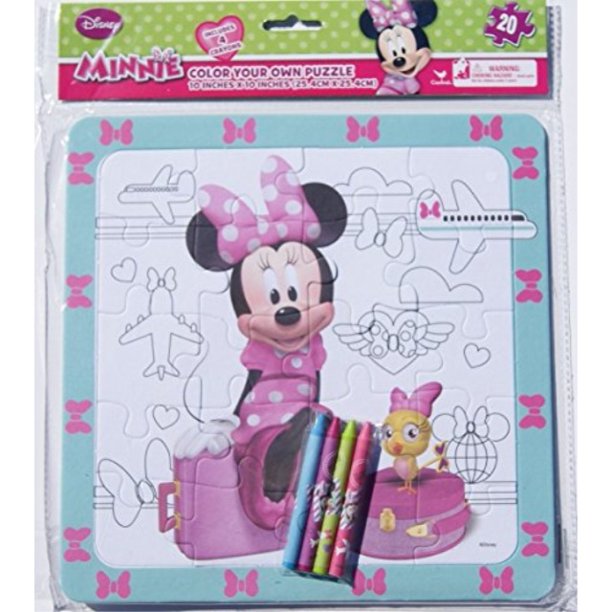 minnie mouse color your own puzzle with crayons - 20 piece ...