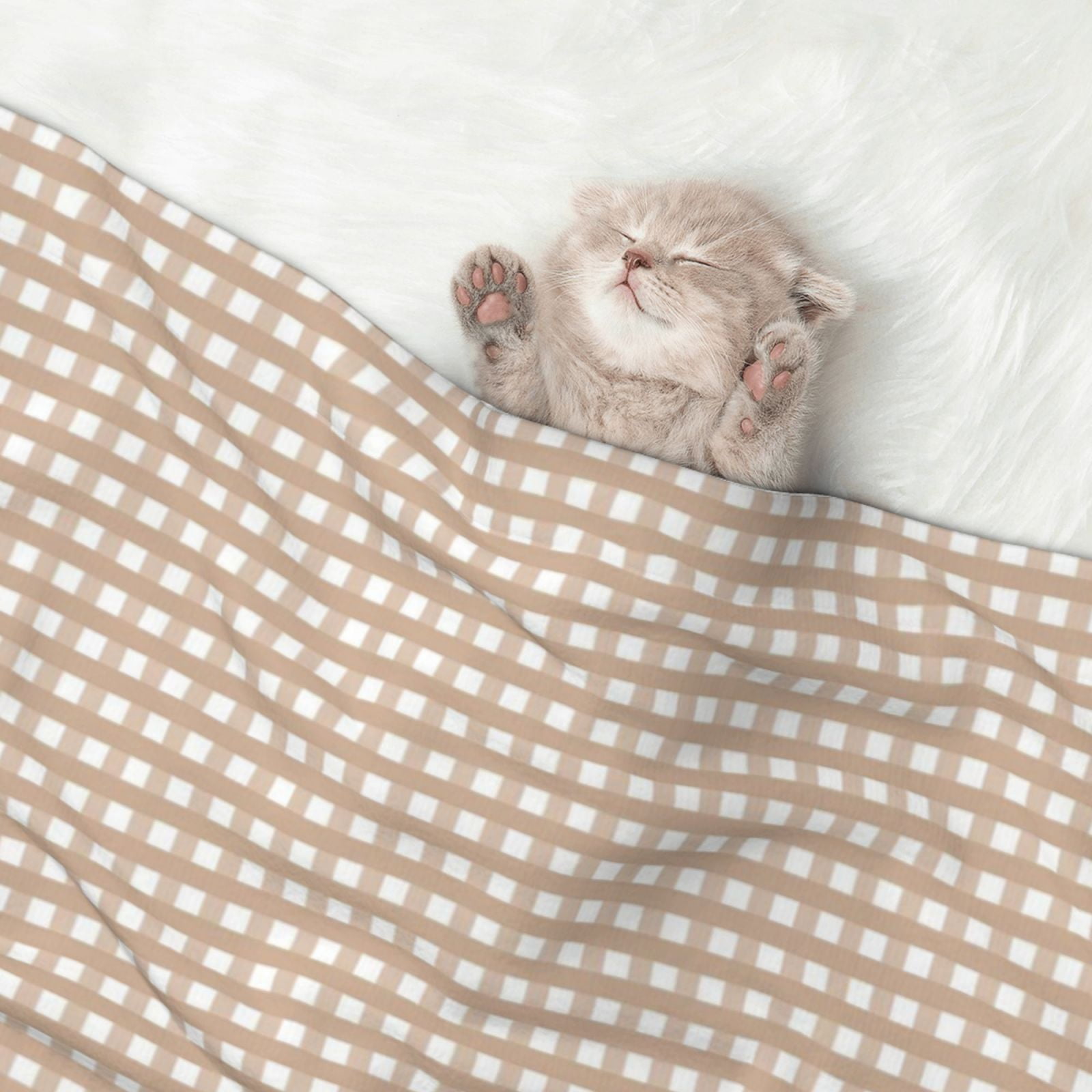 Naloa Brown Gingham Dog Blanket, 3 Sizes Cat Blanket for Indoor Cats Large Medium Small Dog Gifts-Medium