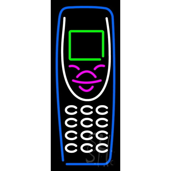 Cellular Logo LED Neon Sign 13 x 32 - inches, Clear Edge Cut Acrylic Backing, with Dimmer - Bright and Premium built indoor LED Neon Sign for Computer & Electronics store decor.