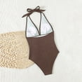 thumbnail image 3 of Bathing Suit Women New Women's Fashion Solid Color Matching Slim Jumpsuit Sports Surf Suit Swimsuit Style B-24 Brown M, 3 of 5