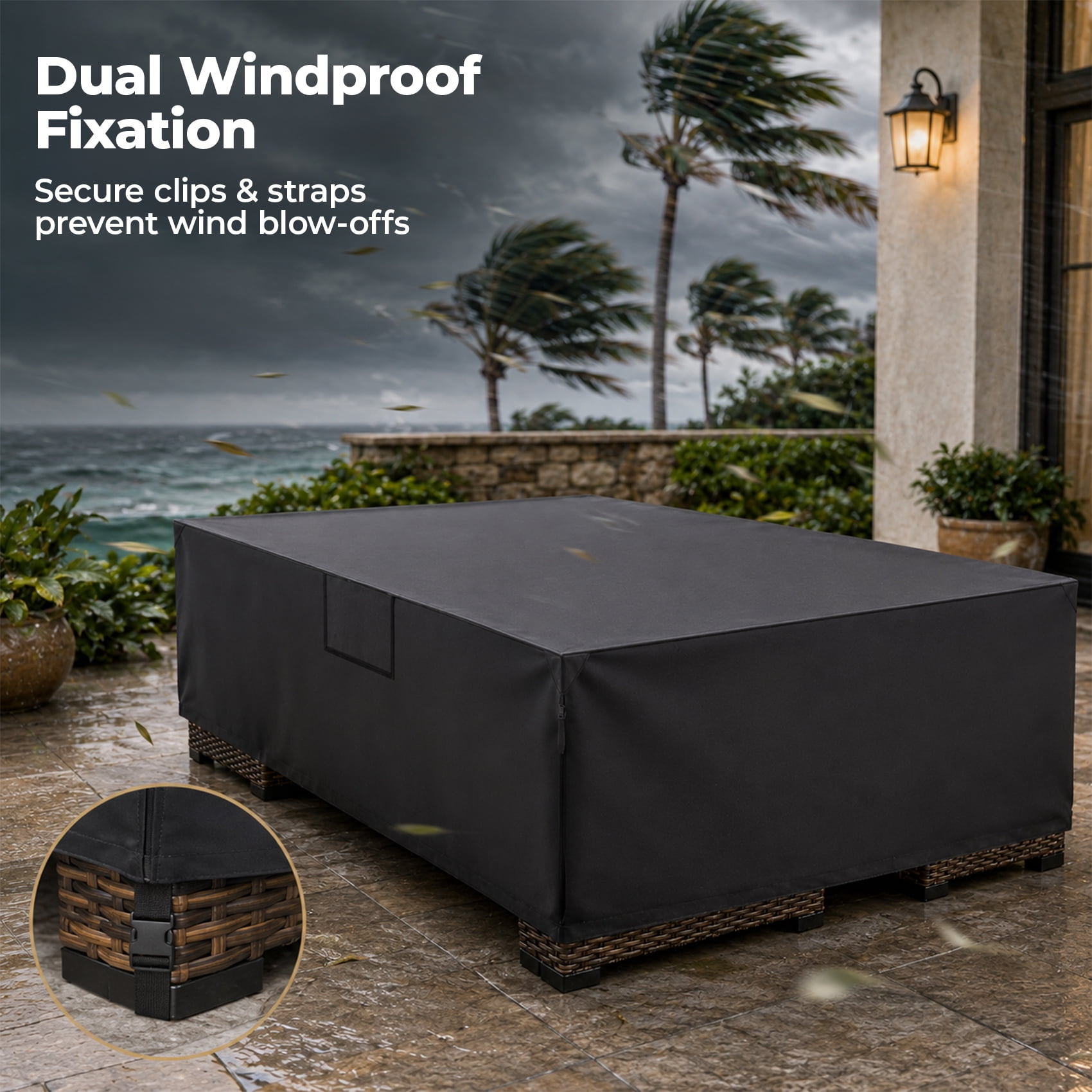 Alvantor Rectangle Patio Furniture Cover 600D Waterproof Outdoor Dining Table and Chair Cover Anti-UV Outside Sectional Sofa Set Covers