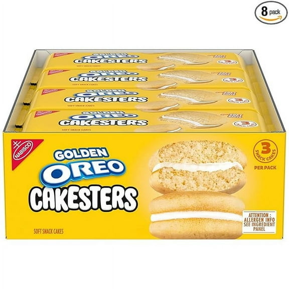 Golden Oreo Cakesters Soft Snack Cakes with Creme Filling, 8 Packs, 3.03 oz Each