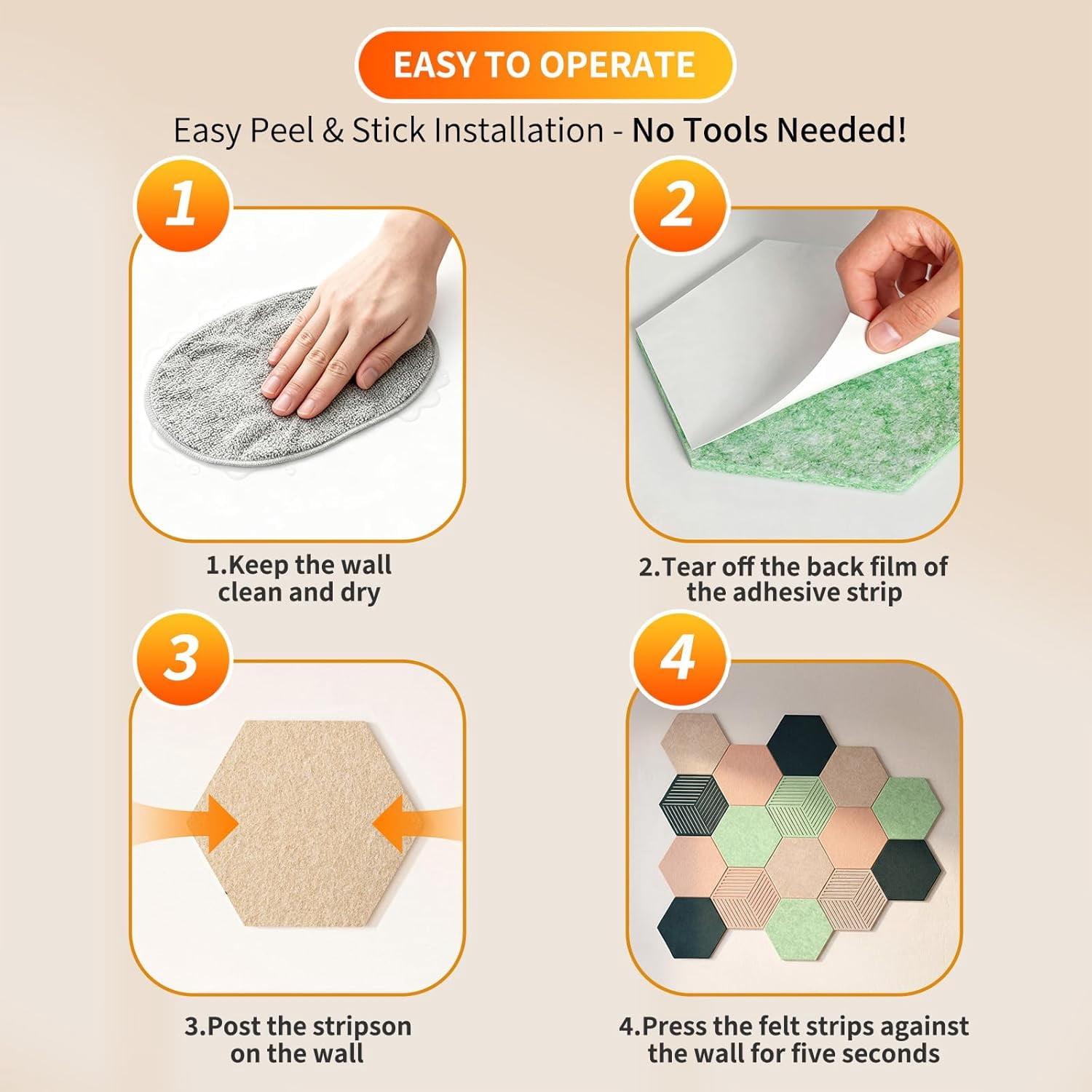 FOCHIER F 16PCS Hexagon Cork Boards for Walls Decor,7X 6 inch Felt Bulletin Board Tiles Sets for Home Office Class Kitchen with 50 Push Pins,Self Adhesive DIY Pin Board for Photos Memos (Green-16PCS)