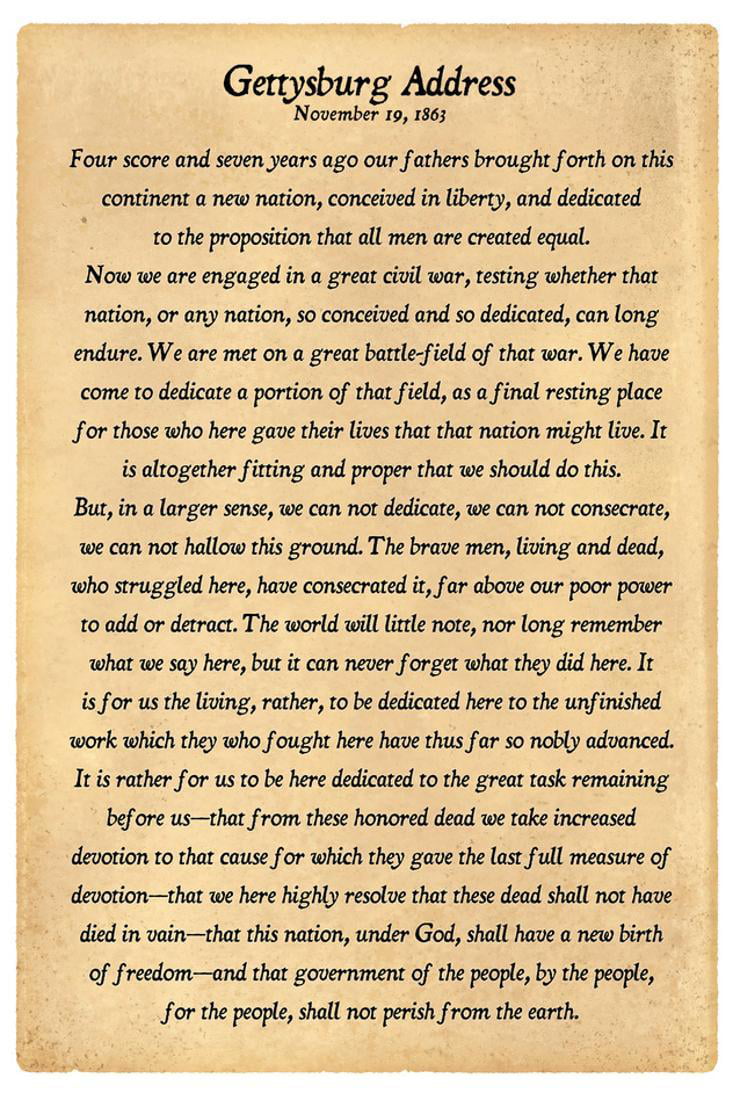 Gettysburg Address Full Text Poster Print Print Wall Art