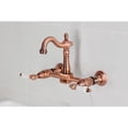 thumbnail image 3 of Kingston Brass KS244PLAC Heritage Double-Handle 2-Hole Wall-Mount Bridge Kitchen Faucet in Antique Copper, 3 of 8