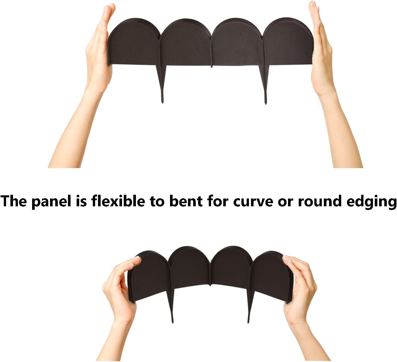 Garden Border Edging in Half Round (Semicircle) Arched Design - 15pcs Brown Yard Landscaping Fence Liner Lawn Edge Barrier - 20ft. Kit of Decorative Lawn Landscape Panels Elements