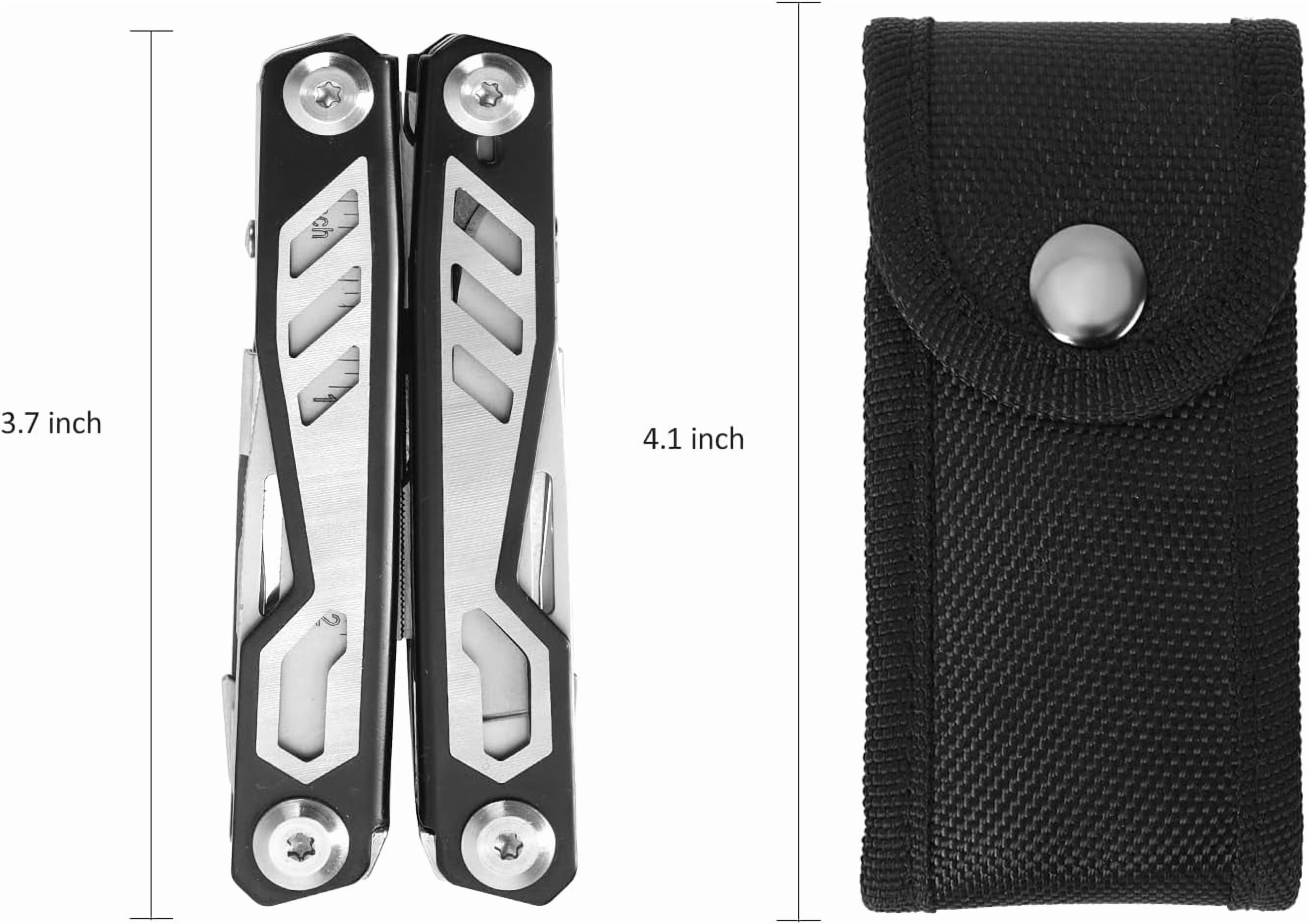 RGHJAR-16-in-1 Compact Multitool, Full-Size, Multi Tool for DIY, High-Grip Black Handle - EDC/Hiking/Garden Essential/Outdoors
