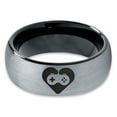 thumbnail image 2 of Tungsten Gaming Gamer Controller Pad Heart Emoji Band Ring 8mm Men Women Comfort Fit Black Dome Brushed Gray Polished, 2 of 4