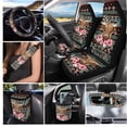 thumbnail image 2 of Uorisanigo Aztec Highland Cow Car Seat Cover Set of 15,with Steering Wheel Covers Seatbelt Pads Trash Bag Air Vent Organizer Bag Rear View Mirror Cover Cup Coasters Keychain Car Interior Accessories, 2 of 7