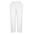 thumbnail image 2 of Fanxing Women's Linen Cropped Pants Summer Fashion Solid Color Ankle Capris Trousers Elastic Waist Straigh Pants with Pockets, 2 of 7