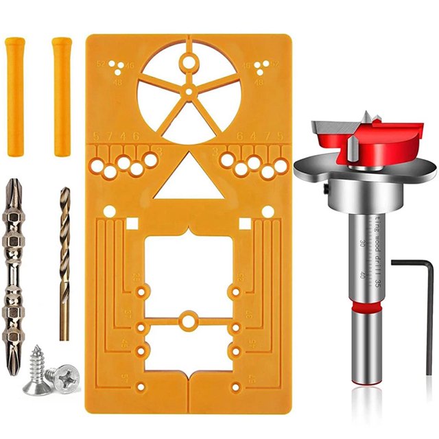 EIMELI Charnière de Perçage Réglable Guide de Perceuse Haute Précision Charnière Portable Localisateur de Perceuse Outil de Perçage pour Porte d'Armoire Charnières Dissimulées