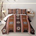 thumbnail image 2 of Erosebridal Brown Aztec Strip Bed Spread Queen,Western Tribal Queen Coverlet Set For Boys,3-Piece, 2 of 7