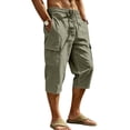 thumbnail image 3 of HOMADLES Men's Capri Cargo Pants Loose Fit Elastic Waist Breathable Workout Pants Outdoor Hiking Running Pants Army Green Size M, 3 of 9