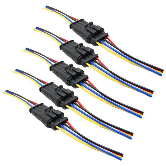 5Pcs Male/Female 4 Pin Connector Waterproof Car Electrical Connector,With Wire