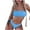 Sky Blue, variant on Bikini Sets for Women 2 Piece Summer Bandeau Strapless Solid Color Stretch Stripe Bikini Bathing Suit Low Waisted High Cut Bottom Swimsuit