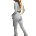 thumbnail image 4 of Women Two Pieces Yoga Seamless Work Out Outfit, Long Sleeve Workout Gym Jumpsuit 2 Pieces Clothes Set, Jogger Seamless Suit, 4 of 5