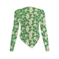 thumbnail image 2 of Xoenoiee Green Shamrock Daisy Print Womens Long Sleeve Shirts Asymmetrical Trendy Blouse Tops St. Patrick's Day Fall Fashion Outfits Lightweight Irregular Hem Tees Going Out T-Shirt, Size L, 2 of 7