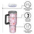 thumbnail image 4 of 40oz Tumbler with Handle and Straw, Vacuum Insulated Stainless Steel Travel Mug, Fits Car Cup Holder, Daisy Floral Print, 4 of 6
