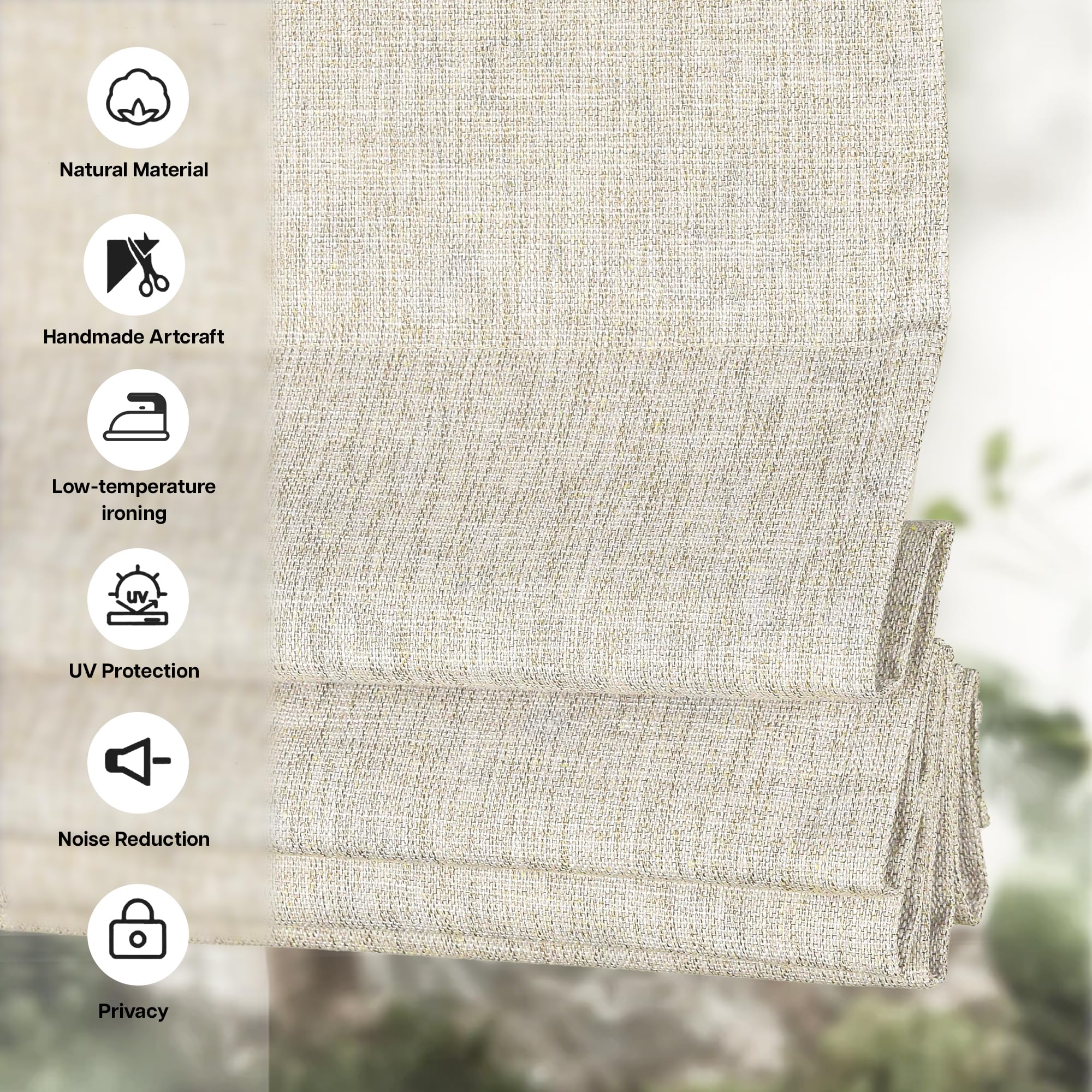 No Tools Drill Cordless Roman Shades For Windows  Blackout Thermal Insulated Uv Blocking Window Blinds Room Darkening Fabric Indoor 21'' W X 48'' H Beige