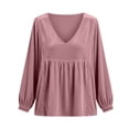 thumbnail image 7 of Xdegoge Women's Long Sleeve V Neck Tops Velvet Blouses Lace Trim Peplum Babydoll Shirts Casual Fall Tunic Tops for Women, 7 of 7