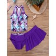thumbnail image 7 of iiniim Girls' 3 Piece Swimwear Tankini Digital Printed Sleeveless Tanks Vest with Bottom Dress Bathing Suit, 7 of 7