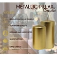 thumbnail image 4 of Hyoola 2.4 x 4 inch Metallic Gold Unscented European Made Pillar Candles, Paraffin Wax with Cotton Wicks, 6-Pack, 4 of 9