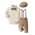 thumbnail image 5 of OSOLU Toddler Baby Boys Clothes Suits Gentleman Long Sleeve Dress Shirts And Suspenders Pants With Hat 3 Piece Set 3-24M Soft Outfit, 5 of 9