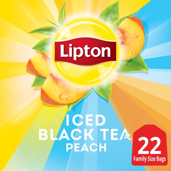 Lipton FamilySize Iced, Peach Black Tea Bags 3.2 oz 22 Count Walmart