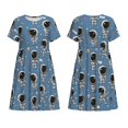 thumbnail image 3 of Bixox Robe d'Été à Manches Courtes pour Femmes Robe Ample Longueur Genou avec Poches-Astronaute, 3 of 7