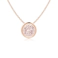 thumbnail image 1 of Angara Collier en Morganite Naturel - Pendentif Solitaire Rond en Morganite avec Lunette en Or Rose 14K pour Femmes, 1 of 8