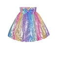 thumbnail image 5 of Girls Dress Sequin Shiny Rainbow Color Puffy Ruffle Bud Short Sleeve 7 Years, 5 of 6
