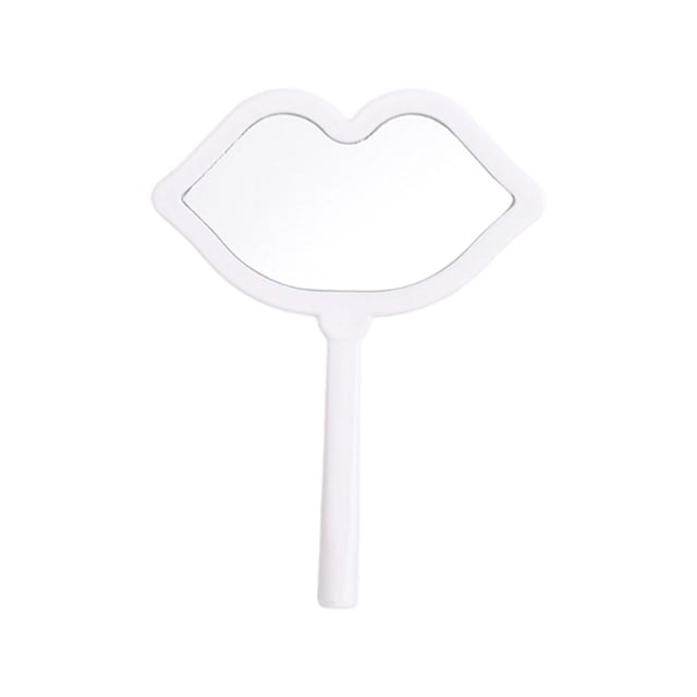 White Handheld Lip Shape Makeup Mirror 6.29 X 4.72 Inches Portable Compact Mirror For Purse Travel Cosmetic Touch Up Lightweight Mirror White