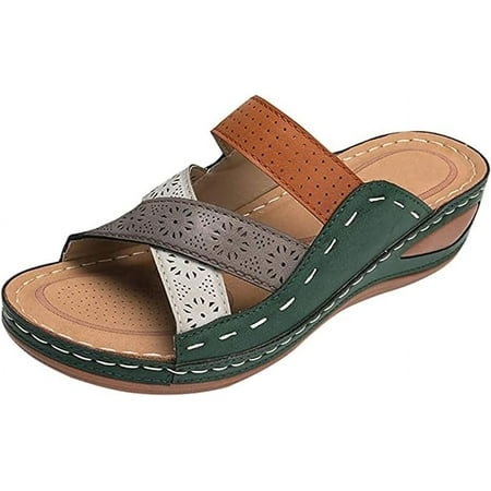 Womens Wedge Sandals Open Toe Summer Wedge Sandal for Ladies Beach Bohemia Comfortable Wedges Shoes