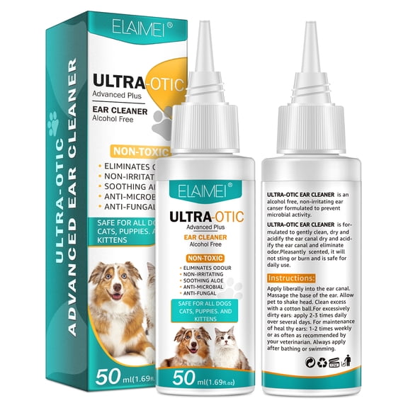 Petpya Dog Ear Cleaner,Pet Ear Cleaner Solution Dog & Cat Ear Wash Clean Ear Drops - Wax Removal & Flush Solution for All Pets Easy to Use Pet Supplies Fresh Scent 100ML