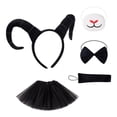 thumbnail image 2 of Diadema con cuernos de antílope, disfraz de animal, falda con cola de lazo para actuación en Halloween Negro, 2 of 8