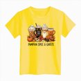 thumbnail image 4 of KPOPLK Big Girls Halloween T-Shirt Fall Cute Cartoon Ghost Short Sleeve Shirt Kids Girl Crewneck Top Size 3-4 Years,Yellow, 4 of 4