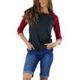 thumbnail image 6 of ToBeInStyle Women's Classic Two Color Cotton Baseball T-Shirts, 6 of 6