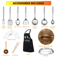 thumbnail image 2 of TAIMASI Carbon Steel Wok Pan, 14 Piece Woks & Stir-Fry Pans Set with Wooden Lid & Cookwares, Non-Stick Flat Bottom Chinese Woks Pan for Induction, 12.6'', 2 of 7