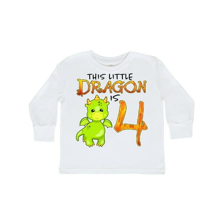 

Inktastic Dragon 4th Birthday- turning four Gift Toddler Boy or Toddler Girl Long Sleeve T-Shirt