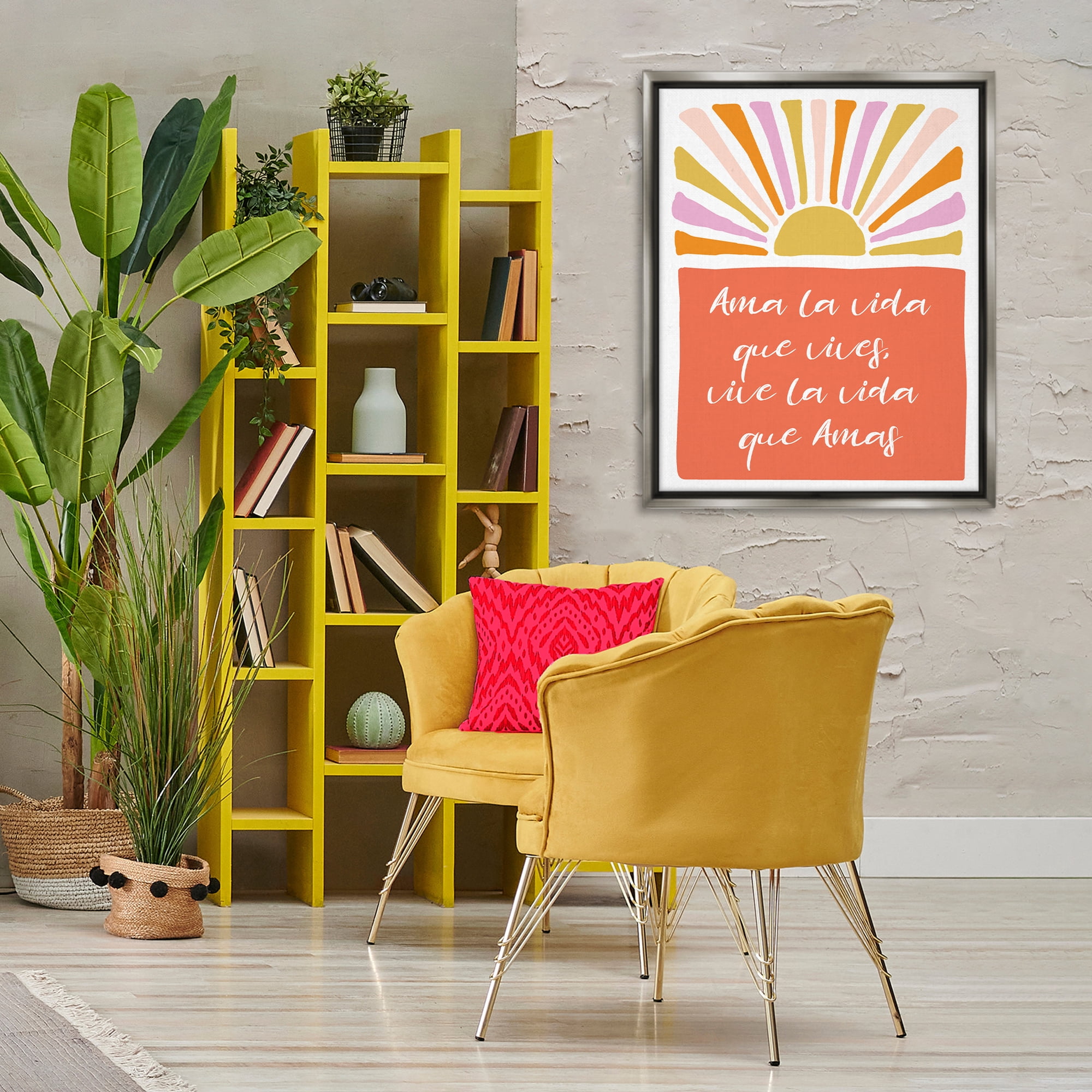 Stupell Industries Ama la Vida que Vives Inspirational Quotes & Sayings Painting Gray Floater Framed Art Print Wall Art, 25 x 31